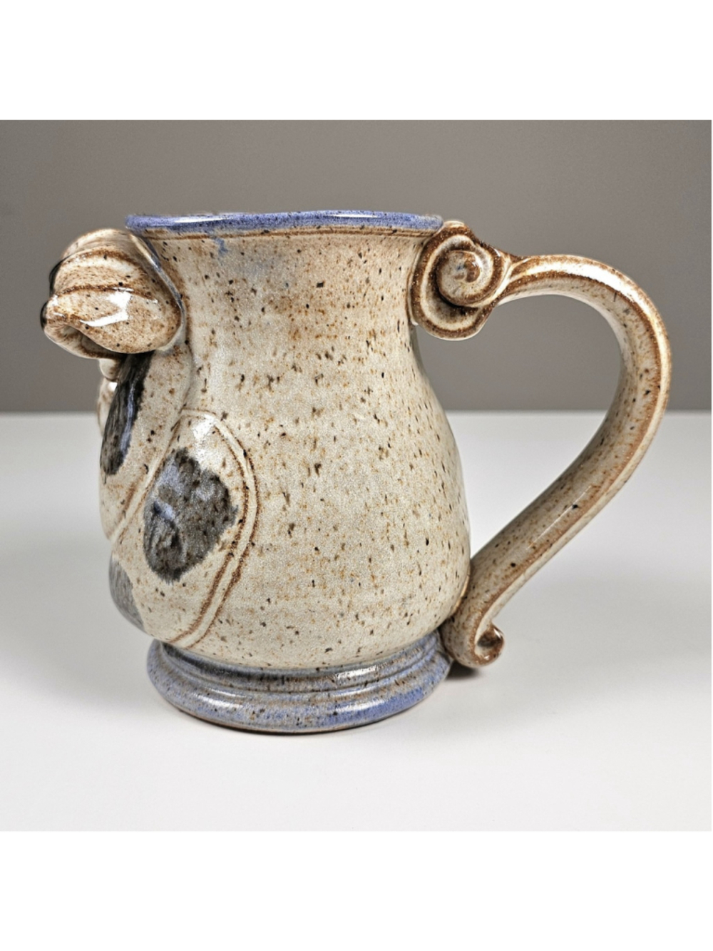 Vintage 1980 Coiner Deneen Pottery Pig Face Mug Whimsical Studio Art Stoneware - Picture 6 of 11
